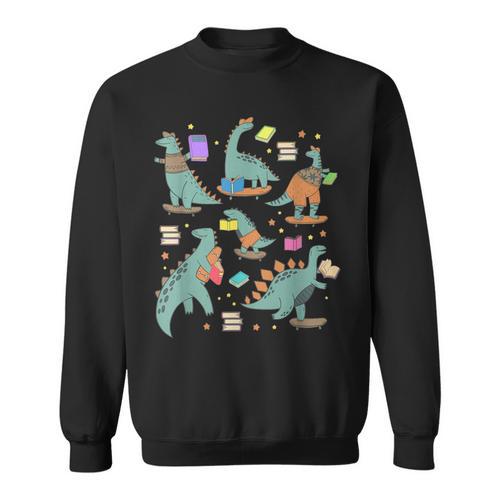Bookish Dinosaur Animal Lover Book School Librarian Sweatshirt - Bookorys UK