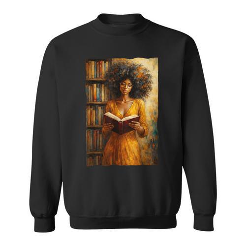Bookish Melanin Afro Girl Reading Book Bookstore Woman Sweatshirt - Bookorys UK