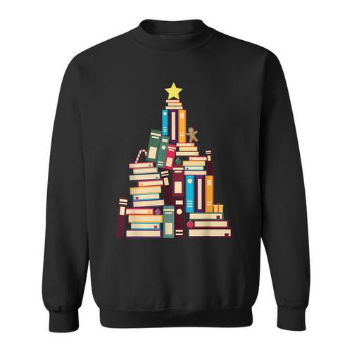 Booklovers Christmas Book Tree Sweatshirt - Bookorys DE