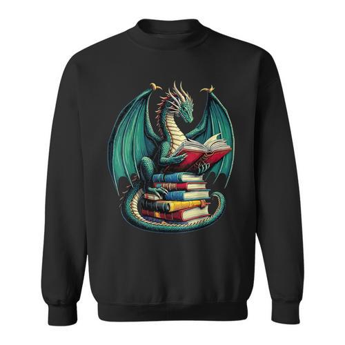 Books Dragon Reading Book Lover Sweatshirt - Bookorys AU