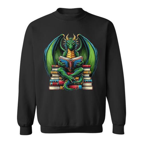 Books Dragon Reading Book Sweatshirt - Bookorys AU