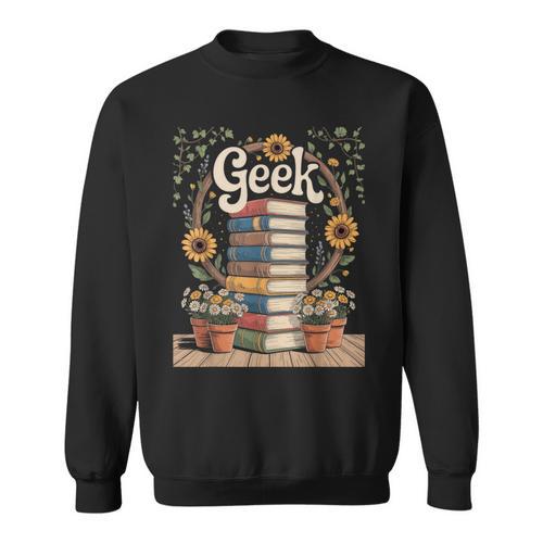 Books Geek Sunflower Floral Cute Vintage Books Reader Lover Sweatshirt - Bookorys UK