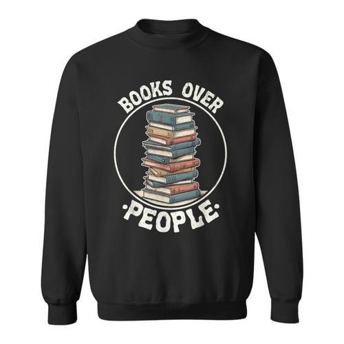 Books Over People Rainbow Reading Bookworm Book Lovers Sweatshirt - Bookorys CA