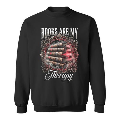 Books Are My Therapy Vintage Bookworm Reader Sweatshirt - Bookorys