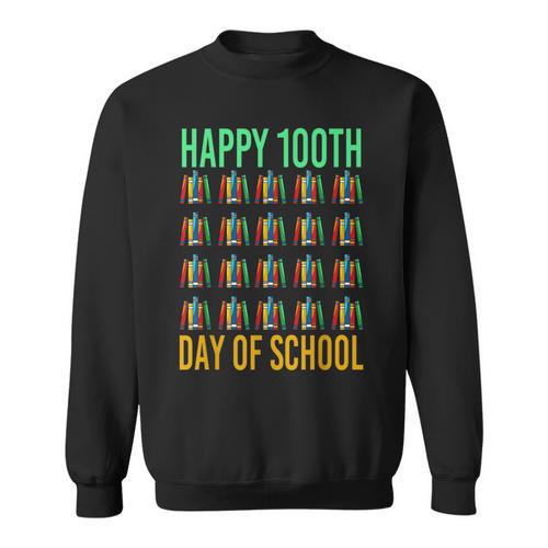 Books School Teacher Student Happy 100th Day Of School Sweatshirt - Bookorys