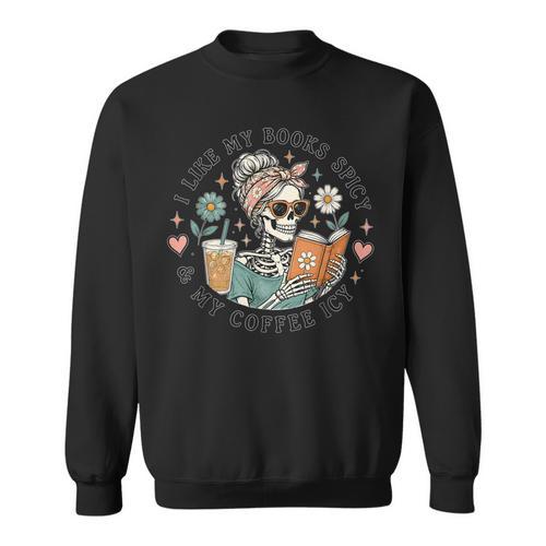 Books Spicy Coffee ICY Book Booktrovert Librarian Bookish Sweatshirt - Bookorys AU