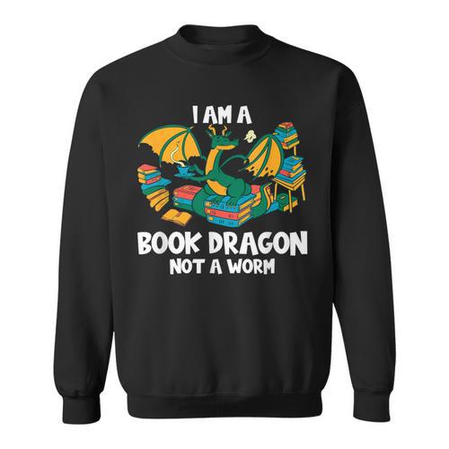 Bookworm Books Reading I Am A Book Dragon Sweatshirt - Bookorys AU