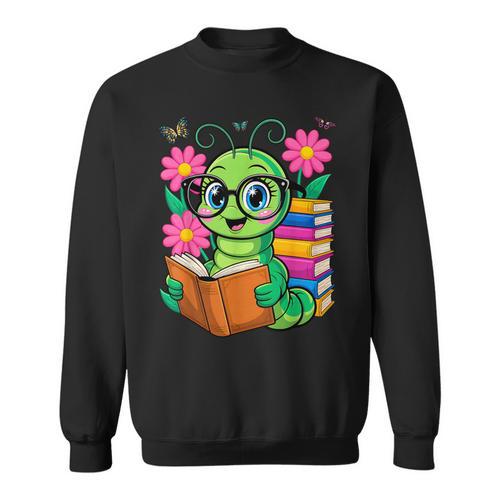 Bookworm Costume Kawaii Reading Worm For World Book Day Sweatshirt - Bookorys DE