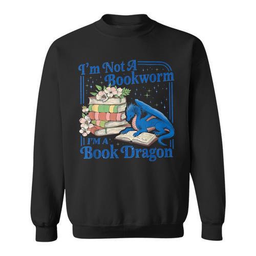 Bookworm I'm A Book Blue Dragon Fantasy Reader Bookish Sweatshirt - Bookorys
