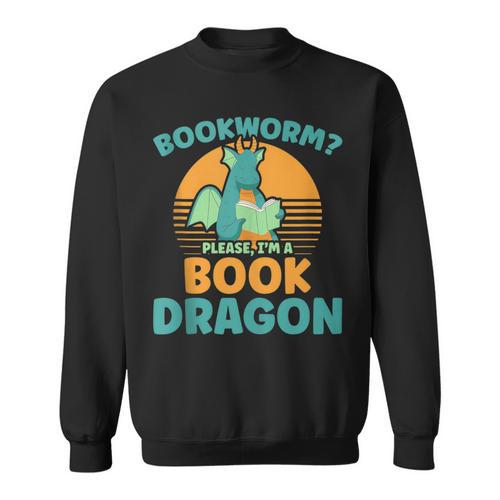 Bookworm Kids Dragon Lover Book Reader Fun Sweatshirt - Bookorys AU