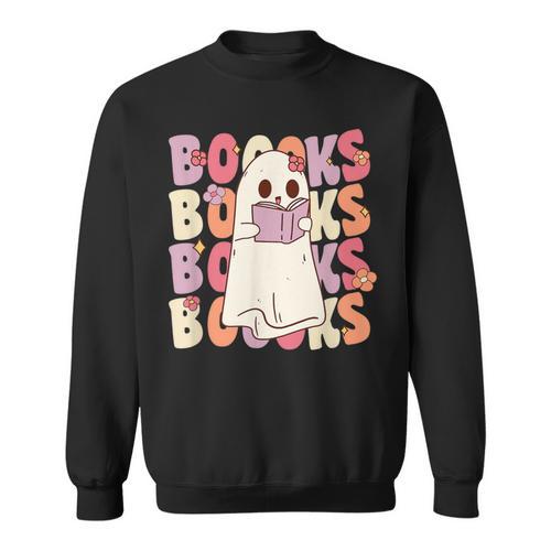 Boooks Halloween Ghost Pun Boo Books Groovy Ghost Sweatshirt - Bookorys