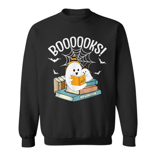 Booooks Ghost Read Books Halloween Sweatshirt - Bookorys DE