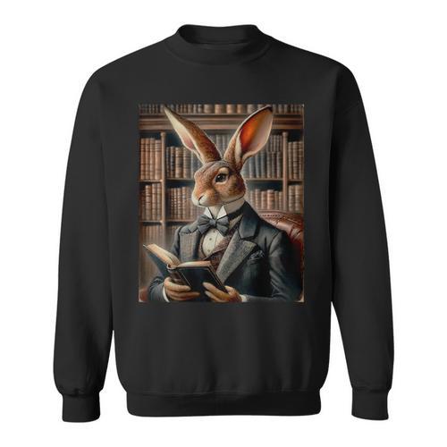 Bunny Reading Book Rabbit Bow Tie Happy Easter Boys Girl Kid Sweatshirt - Bookorys DE