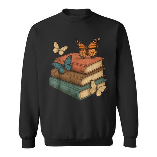 Butterflies And Books Cute Butterfly Sweatshirt - Bookorys CA