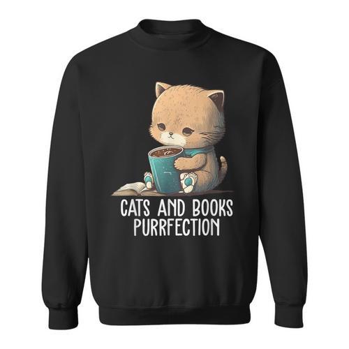 Cats And Books Purrfection Book Lover Book Nerd Librarian Sweatshirt - Bookorys AU