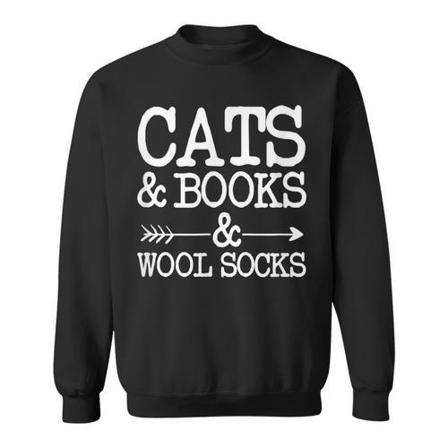 Cats And Books And Wool Socks Sweatshirt - Bookorys AU