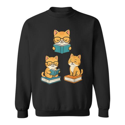 Cats Reading Book Lover Reading Bookworm Reader Sweatshirt - Bookorys AU