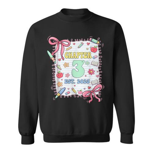 Chapter 3 Years Old 3rd Birthday Book Lover Coquette Bow Sweatshirt - Bookorys