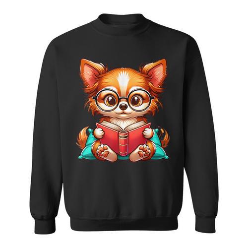 Chihuahua Reading a Book Dog Sweatshirt - Bookorys DE