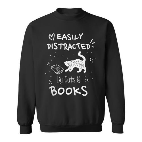 Coffee Cats And Books Ironic Kitty Literature Sweatshirt - Bookorys AU