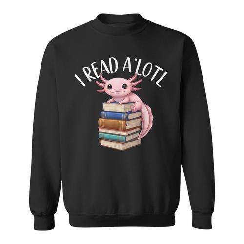 Cool Axolotl Reading Library Book Lover Reading Women Men Sweatshirt - Bookorys AU