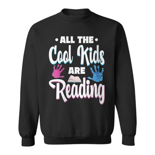 All The Cool Kids Are Reading Book Vintage Retro Sunset Sweatshirt - Bookorys DE