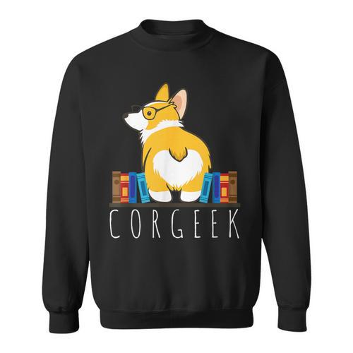 Corgi Corgeek Book Nerd Geek Dog Shirt T-Shirt Sweatshirt - Bookorys DE