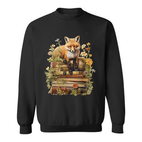 Cottagecore Aesthetic Fox With Book Reading Goblincore Sweatshirt - Bookorys DE