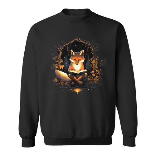 Cottagecore Aesthetic Fox Reading Book Cute Goblincore Lover Sweatshirt - Bookorys