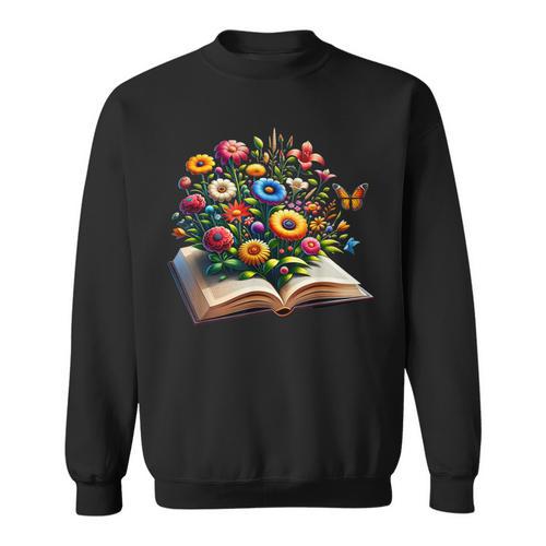 Cottagecore Book Flowers And Butterflies Art For Readers Sweatshirt - Bookorys DE