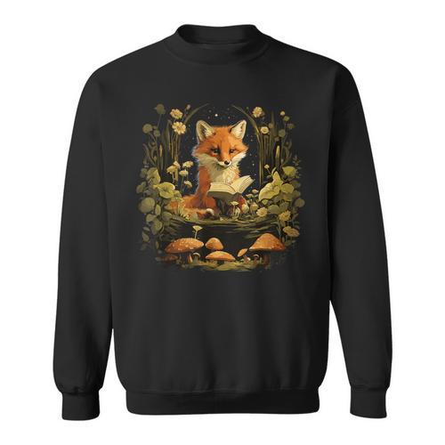 Cottagecore Fox Reading Book Aesthetic Outfit For Women Sweatshirt - Bookorys UK