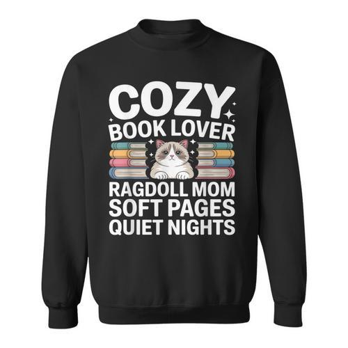 Cozy Book Lover Ragdoll Mom Soft Pages Quiet Nights Sweatshirt - Bookorys
