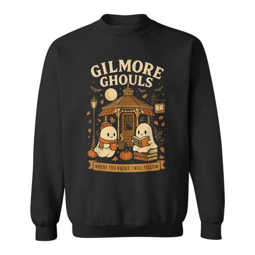 Cozy Ghouls Bookish Halloween Gazebo Scene Sweatshirt - Bookorys