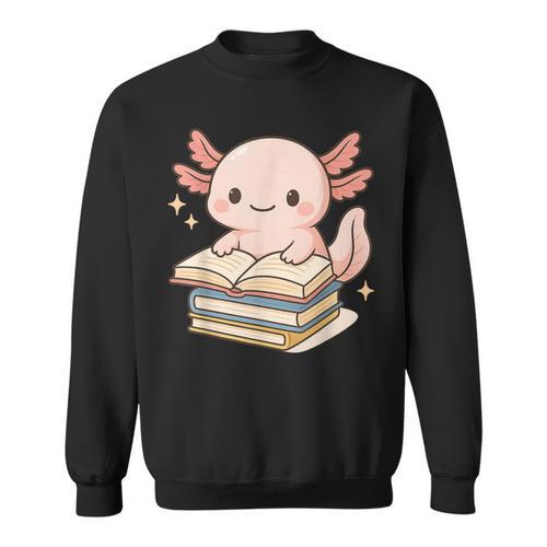 Cute Axolotl Reading Books Shirt Kawaii Axolotl Lover Sweatshirt - Bookorys