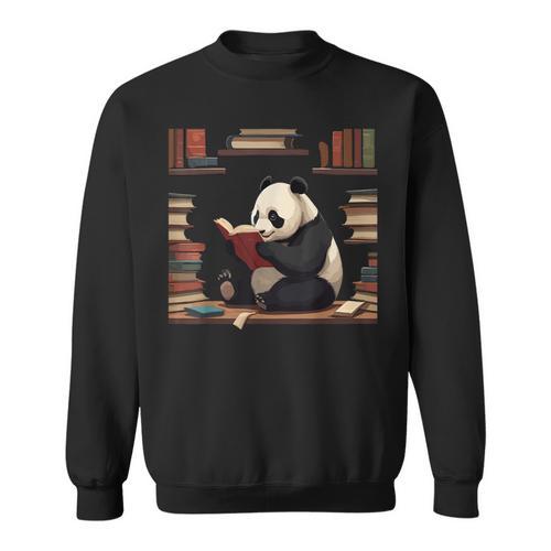 Cute Bear Is Reading a Book Reading Panda Bear Sweatshirt - Bookorys AU