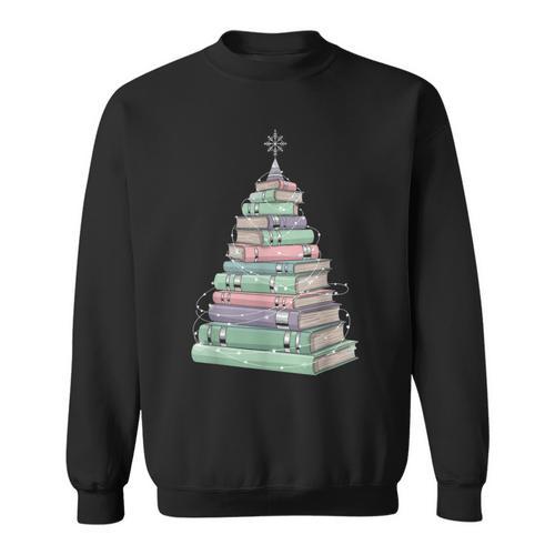 Cute Bookmas Christmas Book Tree Book Lover Teacher Sweatshirt - Bookorys