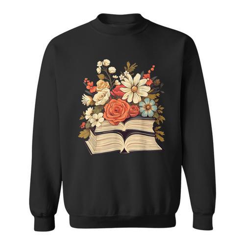Cute Cottagecore Aesthetic Wildflowers Flowers Book Lover Sweatshirt - Bookorys UK