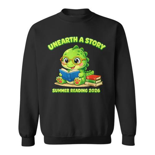 Cute Dino Book Lover Unearth A Story Summer Reading Sweatshirt - Bookorys