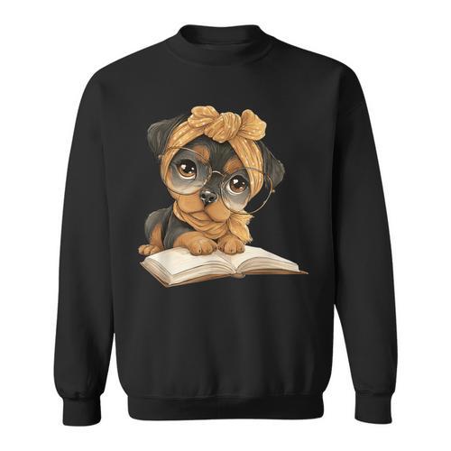 Cute Dog Reading Book Bandana Pup Reader Sweatshirt - Bookorys DE