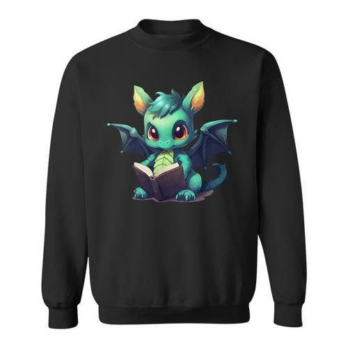 Cute Dragon With Book Sweatshirt - Bookorys AU