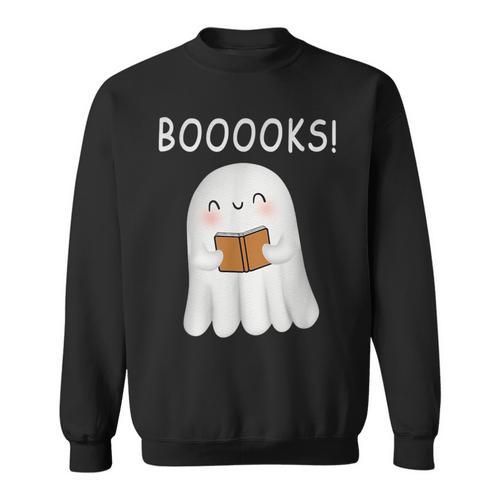 Cute Ghost Book Reading Halloween Teacher Booooks For Men Women Kids Sweatshirt - Bookorys