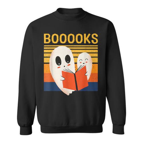 Cute Ghost Book Reading Halloween Teacher Puns Booooks For Men Women Kids Sweatshirt - Bookorys