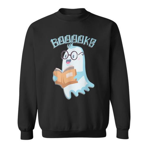 Cute Ghost Book Reading Halloween Teacher Top Men Women Kids Sweatshirt - Bookorys UK