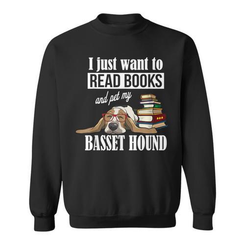Cute Kids Read Books & Pet My Basset Hound Dog Lover Sweatshirt - Bookorys