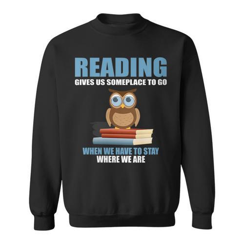 Cute Owl Reading Book Lover Positive Saying Sweatshirt - Bookorys