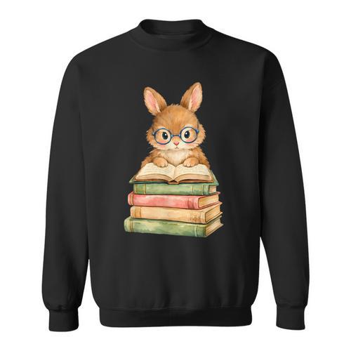 Cute Rabbit Bunny Reading Book Easter Day Teacher Librarian Sweatshirt - Bookorys DE