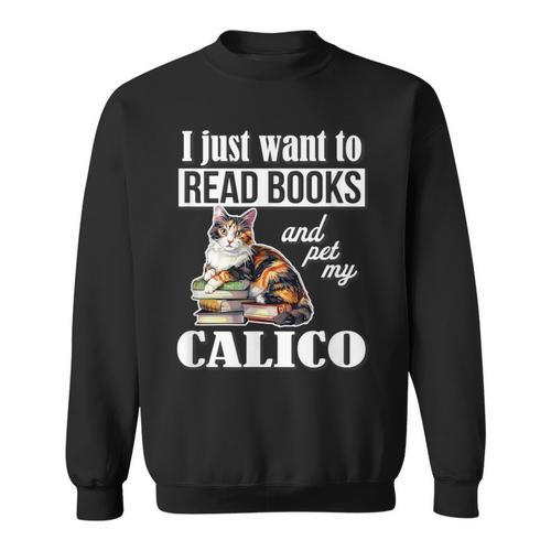 Cute Read Books Calico Cat Lover For Men Women Girls Kids Sweatshirt - Bookorys CA