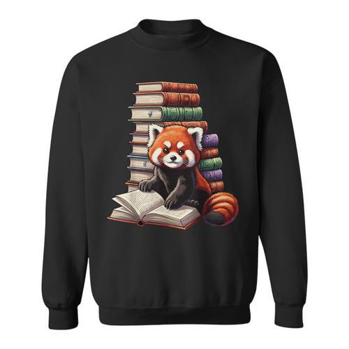 Cute Red Panda Reading Book Animal Bookworm Sweatshirt - Bookorys CA
