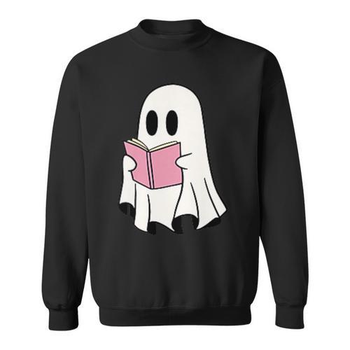 Cute Retro Reading Book Library Ghost Costume Sweatshirt - Bookorys AU