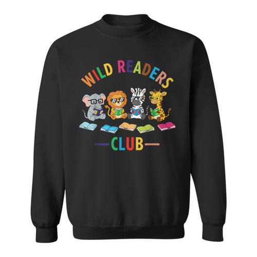 Cute Safari Animals Reading Books Reading Club Kids Literacy Sweatshirt - Bookorys